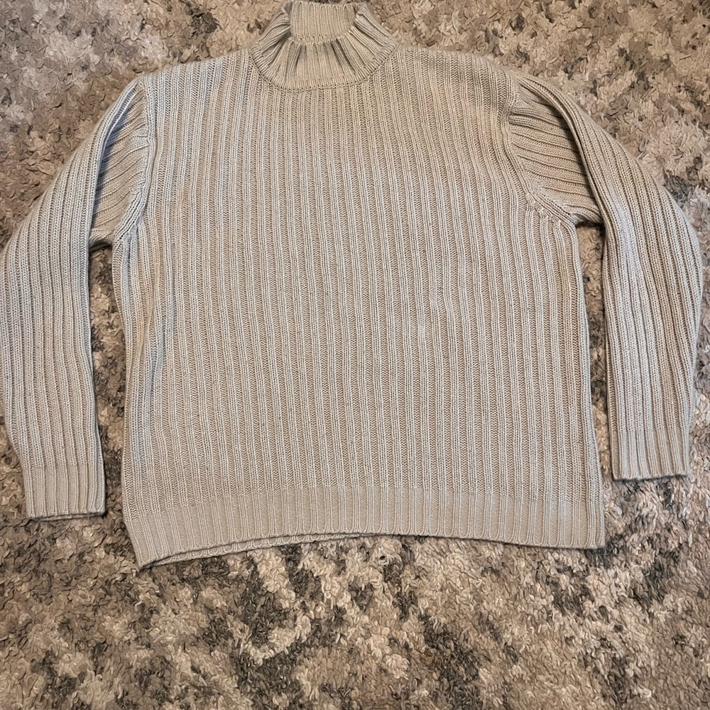 Point Zero vintage 90s Cream Ribbed Turtleneck Sweater y2k